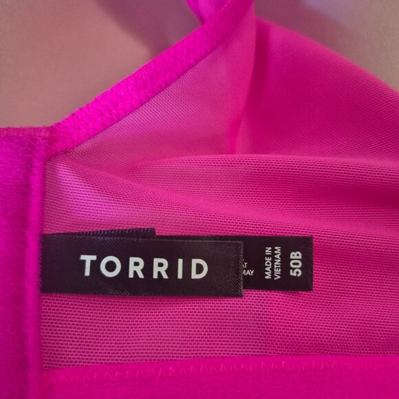 Torrid Hot Pink Lace Bra 50B Strappy Padded Sexy Plus Size Lingerie - Picture 7 of 10